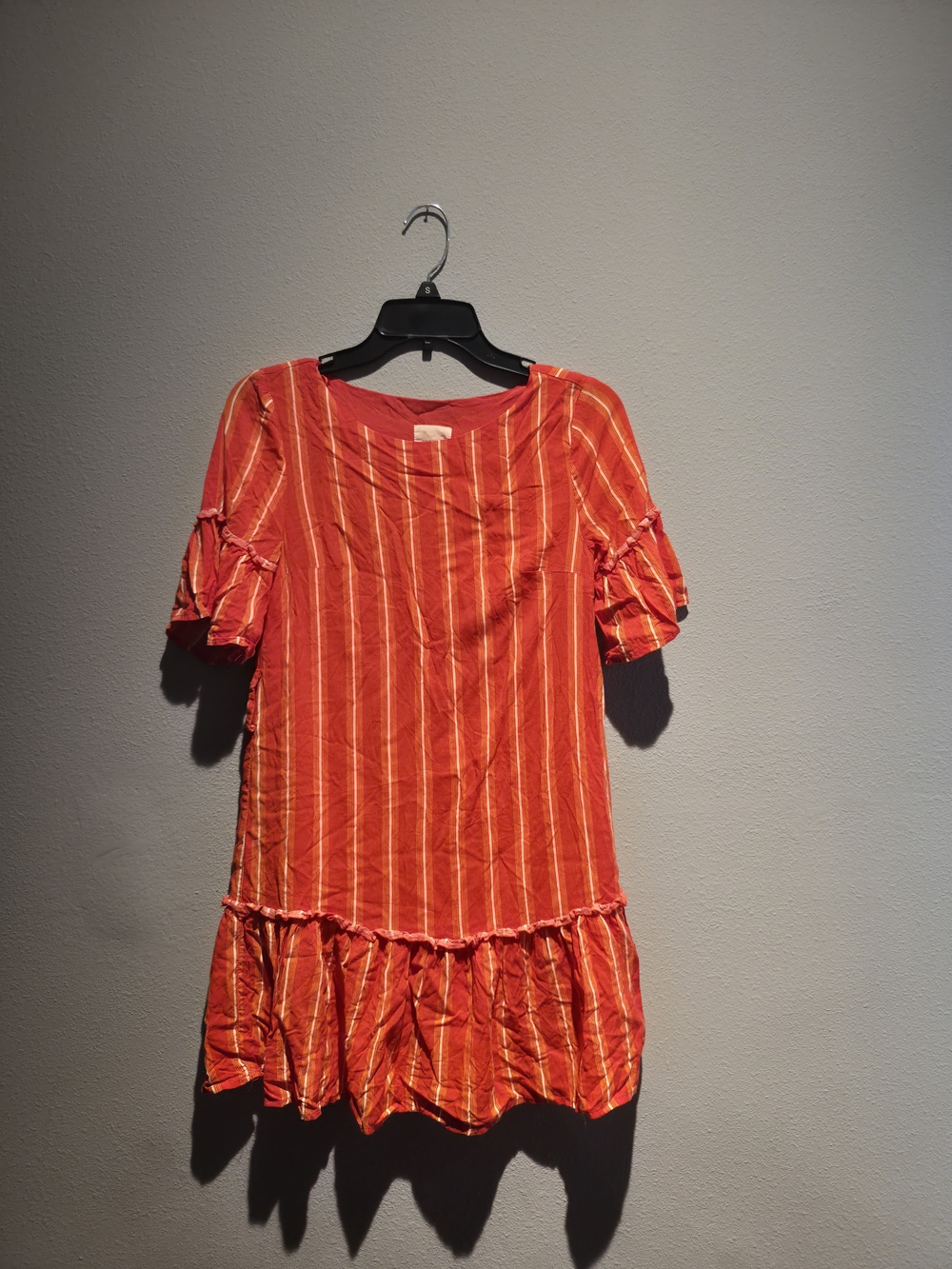 Harper Orange Striped Short Ruffle-Sleeve Tunic